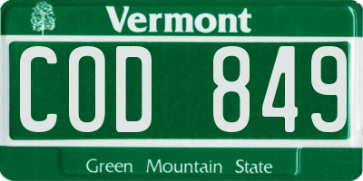 VT license plate COD849