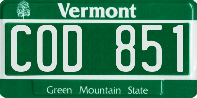 VT license plate COD851