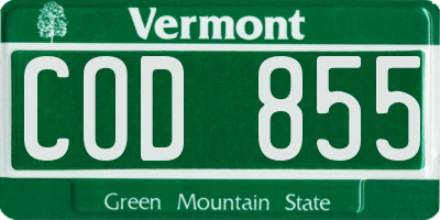 VT license plate COD855