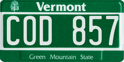 VT license plate COD857