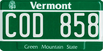 VT license plate COD858
