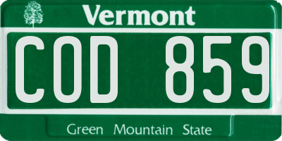 VT license plate COD859