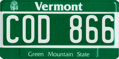 VT license plate COD866