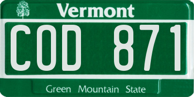 VT license plate COD871