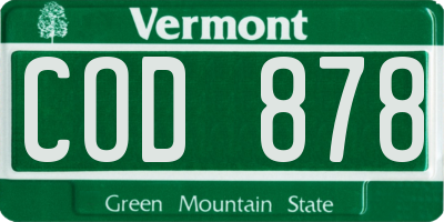 VT license plate COD878