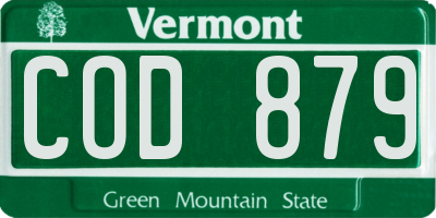 VT license plate COD879