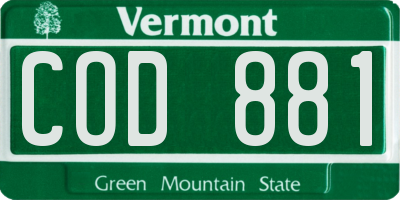 VT license plate COD881