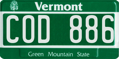 VT license plate COD886