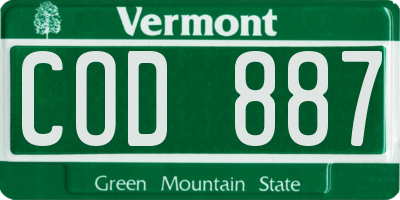 VT license plate COD887