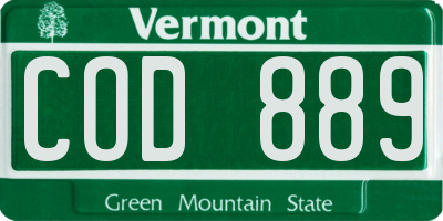 VT license plate COD889