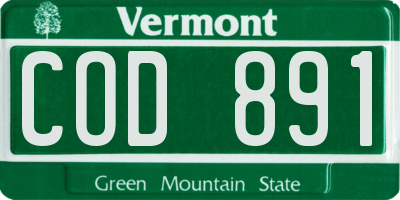 VT license plate COD891