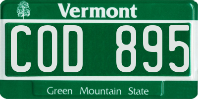 VT license plate COD895