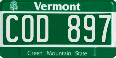 VT license plate COD897
