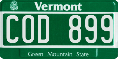 VT license plate COD899