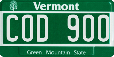 VT license plate COD900