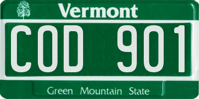VT license plate COD901