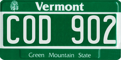 VT license plate COD902