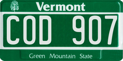 VT license plate COD907