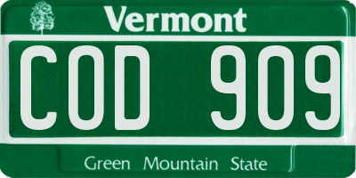 VT license plate COD909