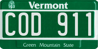 VT license plate COD911