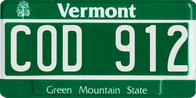 VT license plate COD912