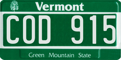 VT license plate COD915