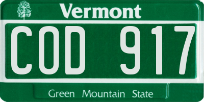 VT license plate COD917