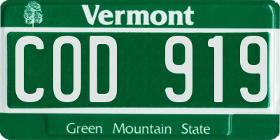 VT license plate COD919