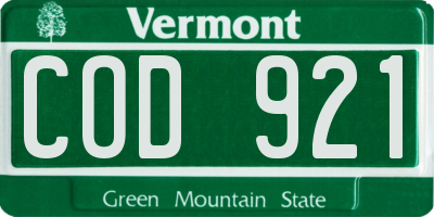 VT license plate COD921
