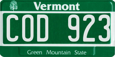 VT license plate COD923