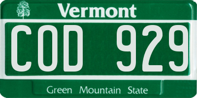 VT license plate COD929