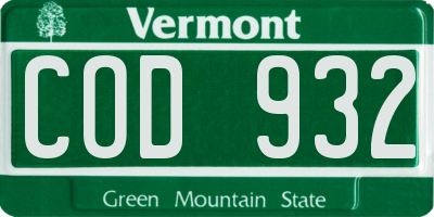 VT license plate COD932