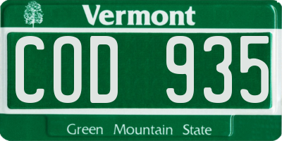 VT license plate COD935