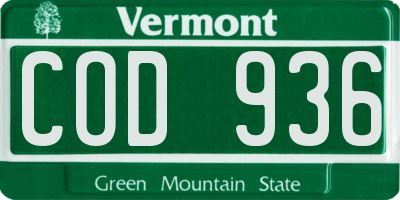 VT license plate COD936