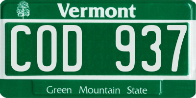 VT license plate COD937