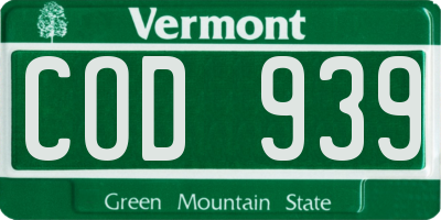VT license plate COD939