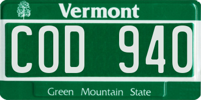 VT license plate COD940