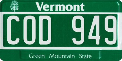 VT license plate COD949