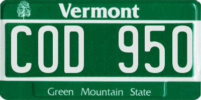 VT license plate COD950