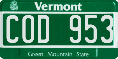 VT license plate COD953
