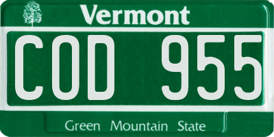 VT license plate COD955