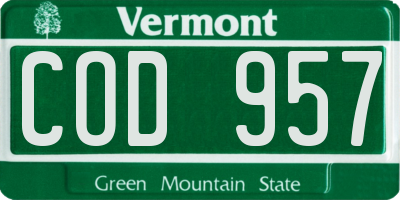 VT license plate COD957