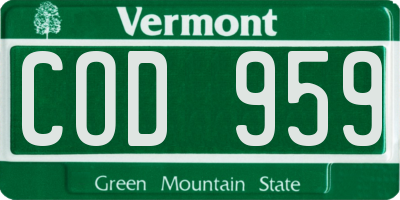 VT license plate COD959