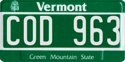 VT license plate COD963