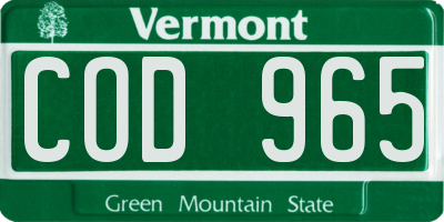 VT license plate COD965
