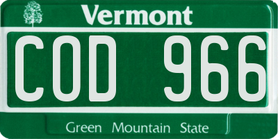 VT license plate COD966