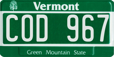 VT license plate COD967