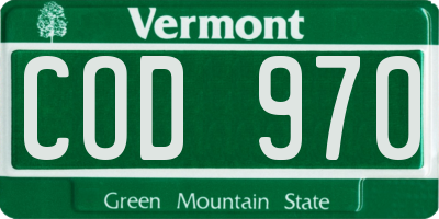 VT license plate COD970