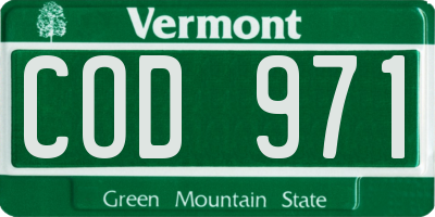 VT license plate COD971