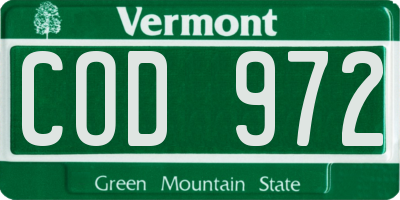 VT license plate COD972